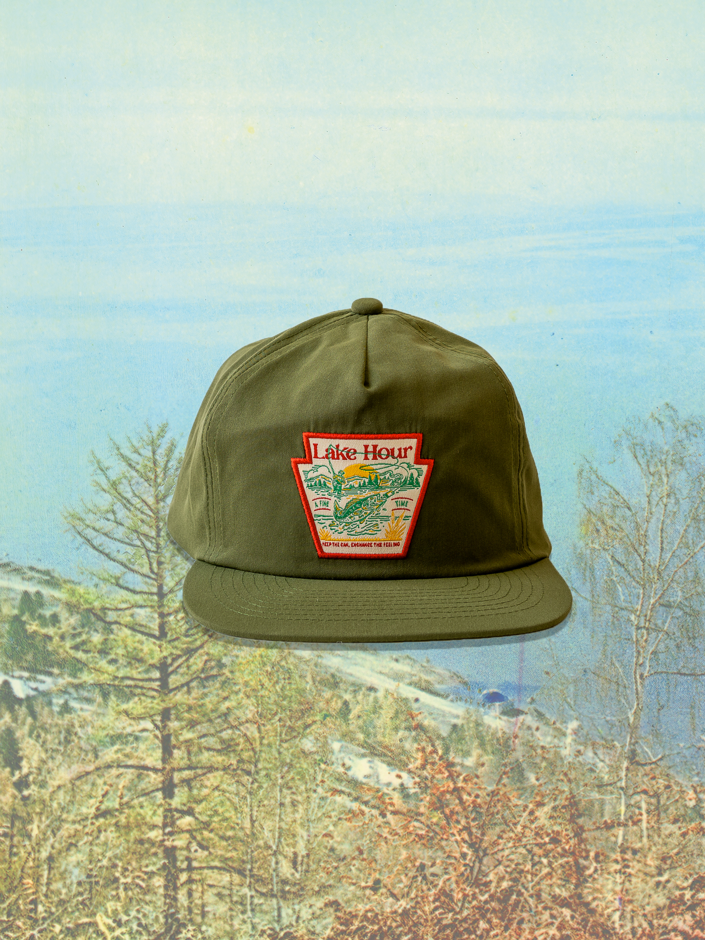 “Gone Fishin’” Classic Cotton Snapback in Pond Frog